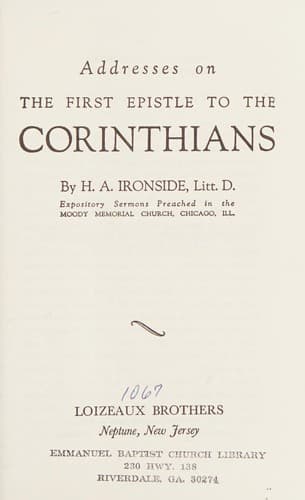 Cover of Addresses on the First Epistle to the Corinthians
